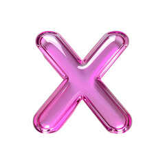 Glossy pink cross mark symbol design on transparent background