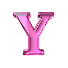 Pink Glass Letter Y Decorative Typography on transparent background