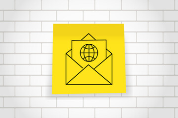 a yellow square card with a black minimalist icon of a human head containing a globe symbol inside....