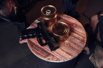 In a stark, deserted environment, a young man surveys his bleak surroundings, embodying resilience.