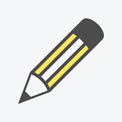 Stylized Pencil with Yellow Accents on White Background