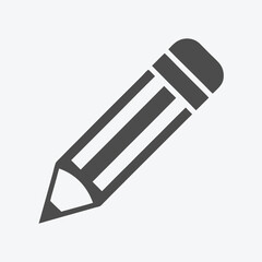 Simple Gray Pencil Icon Isolated on White Background Creative Art Design
