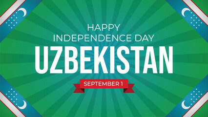 Independence Day template mockup of Uzbekistan, September 1 celebration design with flag colors, festive background, and modern style for greeting or poster.