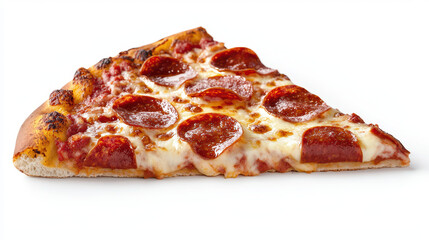 Delicious pepperoni pizza slice with melted cheese, crispy crust, and savory toppings, perfect for quick meal or snack