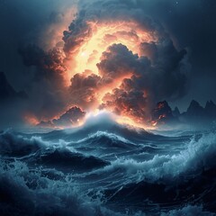 lightning over the sea