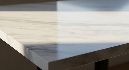 Angled View of a Marble Tabletop with Dramatic Light and Shadow