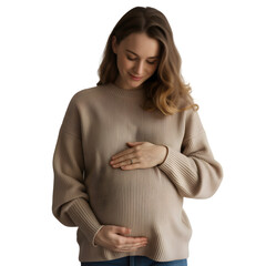 Joyful expectant mother tenderly cradling her growing baby bump, radiating love and anticipation