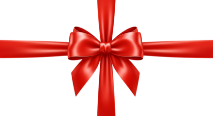 Red ribbon bow for gift wrapping isolated on transparent background