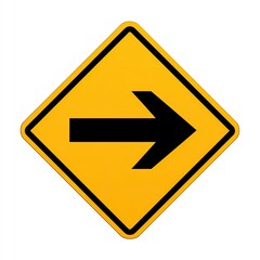 Diamond-shaped yellow road sign with a black right-pointing arrow