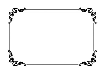 Elegant and Ornate Rectangular Border Frame with Classic Scrollwork Design for Invitations, Certificates, and Decorative Elements