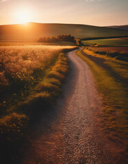 Naklejka premium sunset on the road