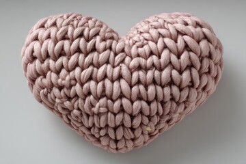 Heart-shaped, chunky knit, blush pink cushion