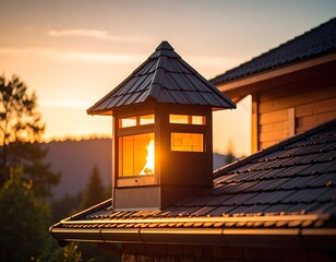 Sunset view of a roof vent