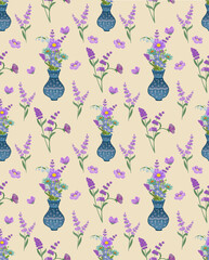 Vintage Flower Seamless Pattern Design