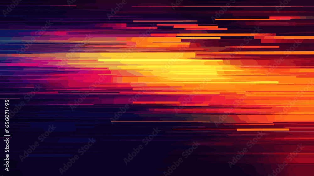 Poster abstract glitch vector background with dynamic color lines