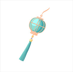 Cute cartoon illustration on the theme of the Asian holiday - mid-autumn (Moon Festival, Mooncake Festival). Modern digital illustration in soft pastel colors. Vector