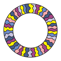 Colorful mosaic circle frame. Round border. Empty space. Vector illustration on white background