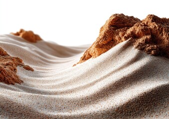 Desert landscape, sand dunes, and rocks
