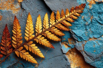 Dried fern on textured stone