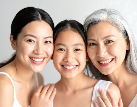 Three generations of women smiling