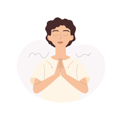 Peaceful Man Practicing Mindfulness and Meditation Vector