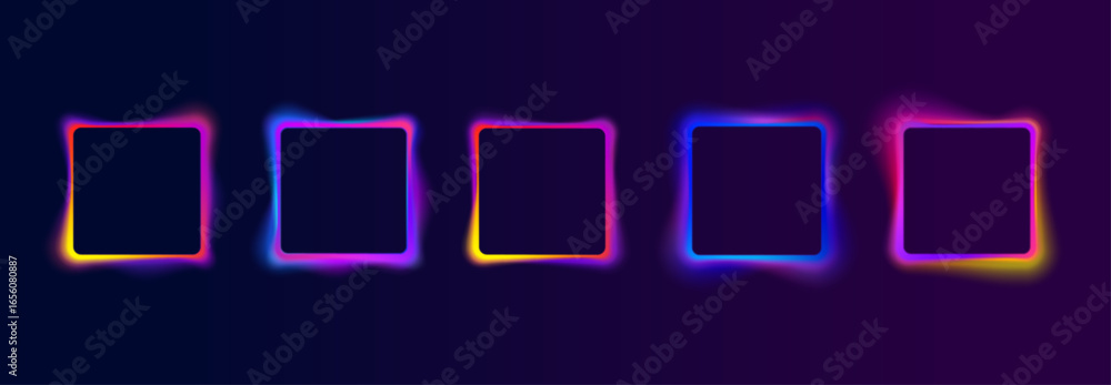 Poster vector lines flow in abstract gradient background with round circular shapes neon light swirl spiral