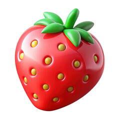 Obraz premium 3d stylized strawberry fruit with realistic texture and vivid red color transparent background