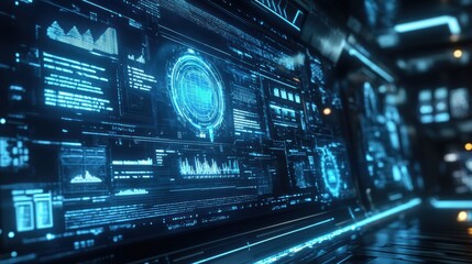 Holographic AI Display Analyzing Futuristic Data Ult.