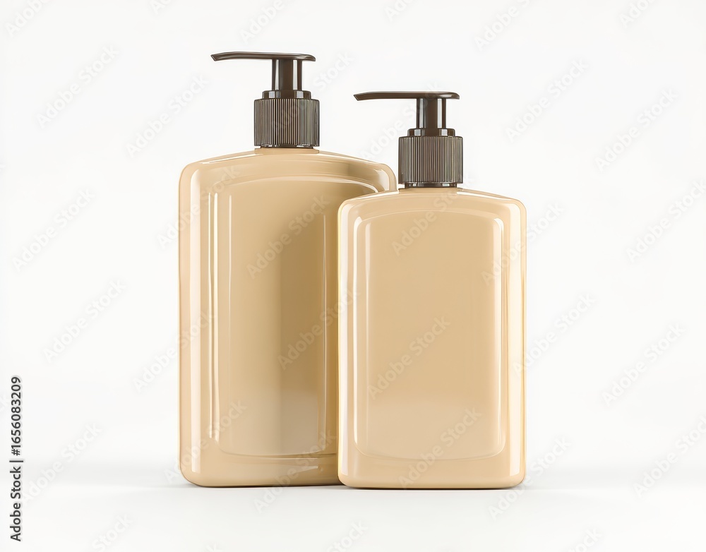 Aufkleber in the bathroom essentials duo, a soap dispenser and shampoo bottle are displayed in two complementa