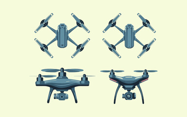 Drone vector design, vector illustration, Drone design, silhouette style.
