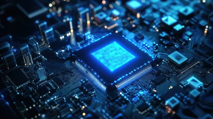 Neural AI Processor Chip Glowing with Futuristic Energy