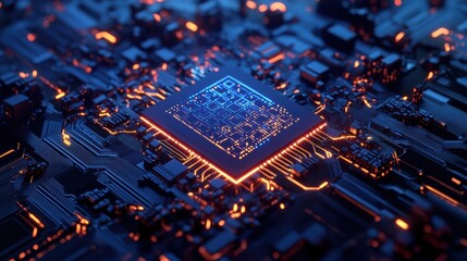 Neural AI Processor Chip Glowing with Futuristic Energy