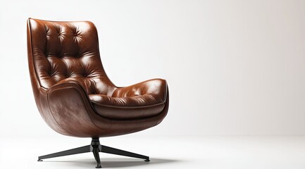 Brown leather armchair, modern style (1)