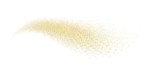 Splash of golden glitter, glittery stardust explosion, shimmering spray effect, festive holiday particles. Vector illustration.