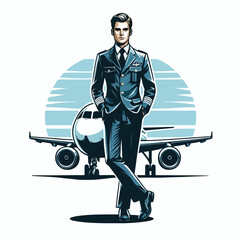  Vector image of a man airplane pilot © Gusti Aji