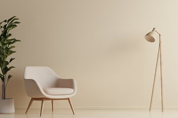Beige room with armchair and lamp