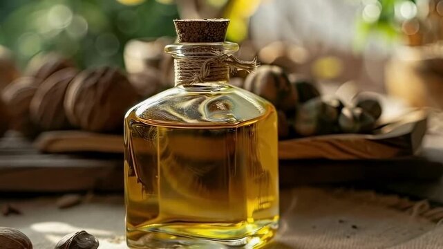 Shea essential oil. Selective focus