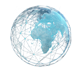 Digital globe with network connections isolated on transparent background