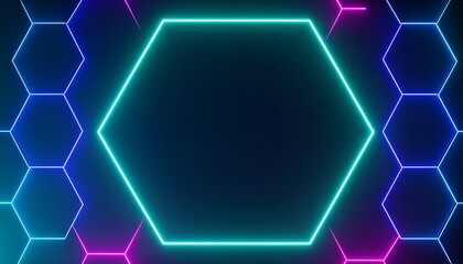 Neon hexagons on a black background colorful gesture emotion cartoonish layers depth illustration elements backgrounds composition motion expression design movement figure creative