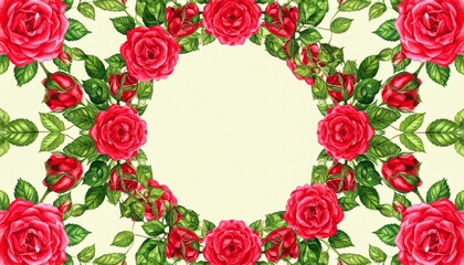 Red roses and green leaves on a white background motion composition emotion movement layers style cartoonish backgrounds design creative figure scene frame gesture depth colorful elements