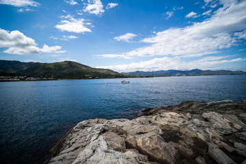 View of the crystal-clear waters of the Costa Brava, Port de la Selva, Girona, Spain