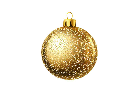 Golden christmas bauble ornament with glitter isolated on transparent background. Gold christmas ball isolated on white background. - Powered by Adobe