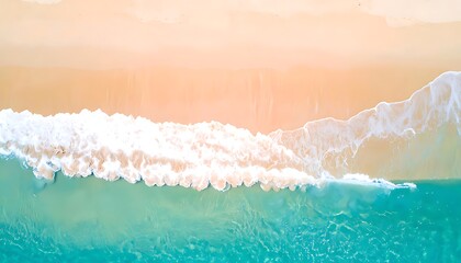 Fototapeta premium Aerial view of a beach with soft waves lapping the shore.