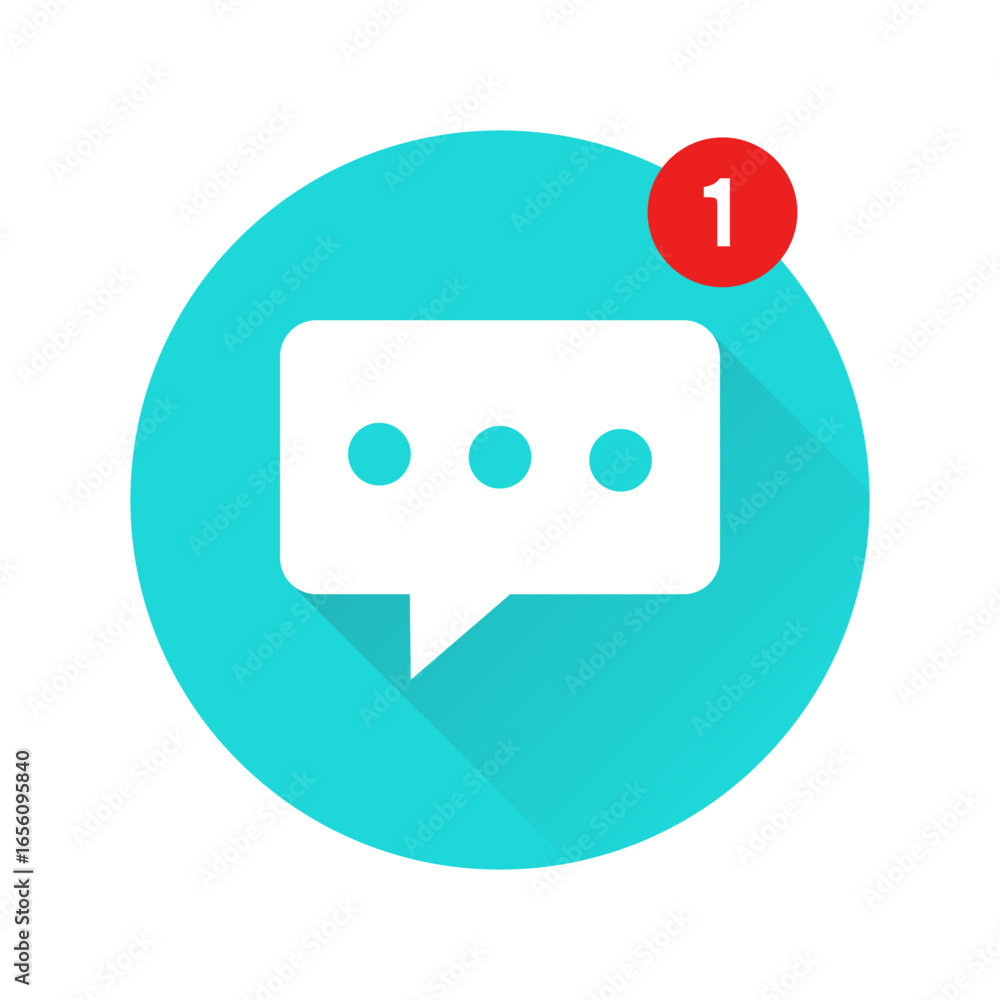 Poster message notification circular icon with shadow. vector illustration