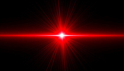 Intense Red Laser Light Burst, Dramatic Dark Background, Abstract Energy Beam, Futuristic Sci-Fi Design, High-Resolution Stock Image.