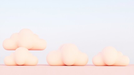 Dreamy cloudscape featuring pastel pink clouds against a serene blue gradient background