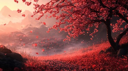 Korean Cherry Blossoms Turning Red in Fall --ar 16:9 --v 6.1 Job ID: 77cd067f-90c6-407b-964a-06dc91e8b83e