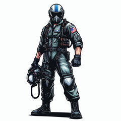 Vector image of a male fighter pilot