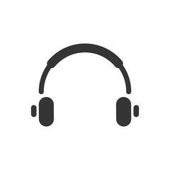 Music headphone flat glyph style icon on white background, isolated vector illustration