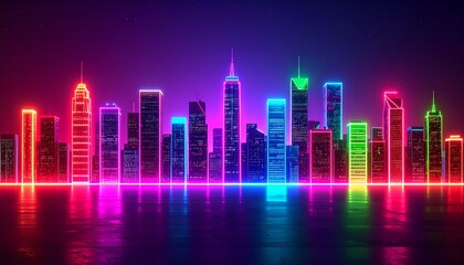 A city at night with neon lights background creative backgrounds cartoonish colorful depth figure motion scene emotion expression design layers composition illustration style movement